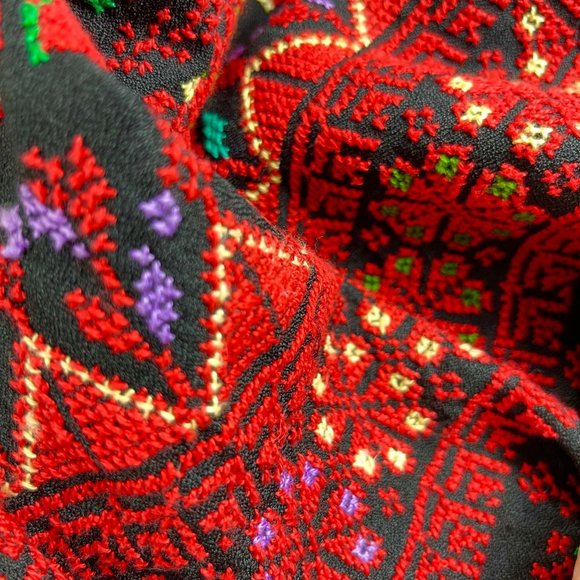 Vintage Womens XL Embroidered Fabric Fair Isle Nordic Lined Long Sleeve Jacket - Picture 14 of 14